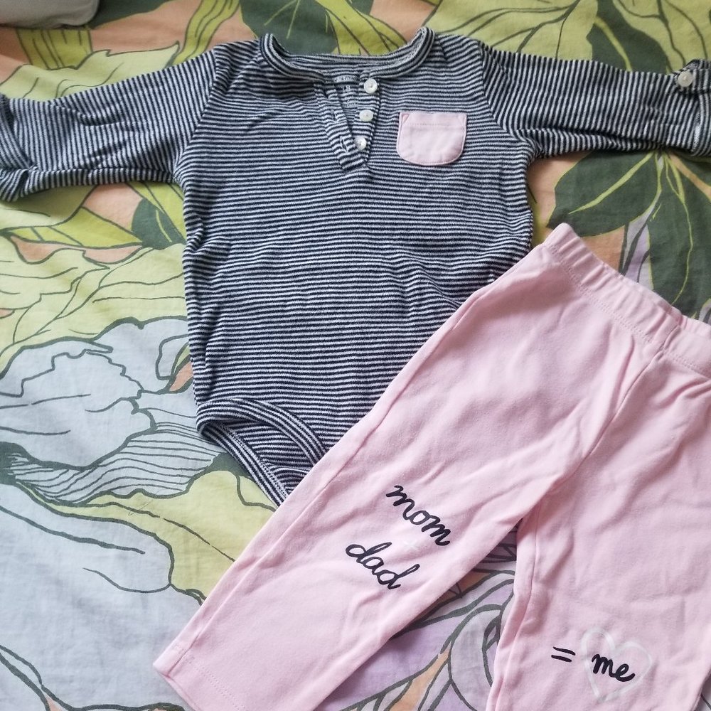 Pink black white onesie